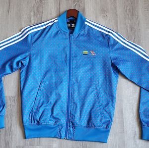 Adidas Pharrell Williams Blue Red Poka Dot Jacket Size Medium Men Large Women